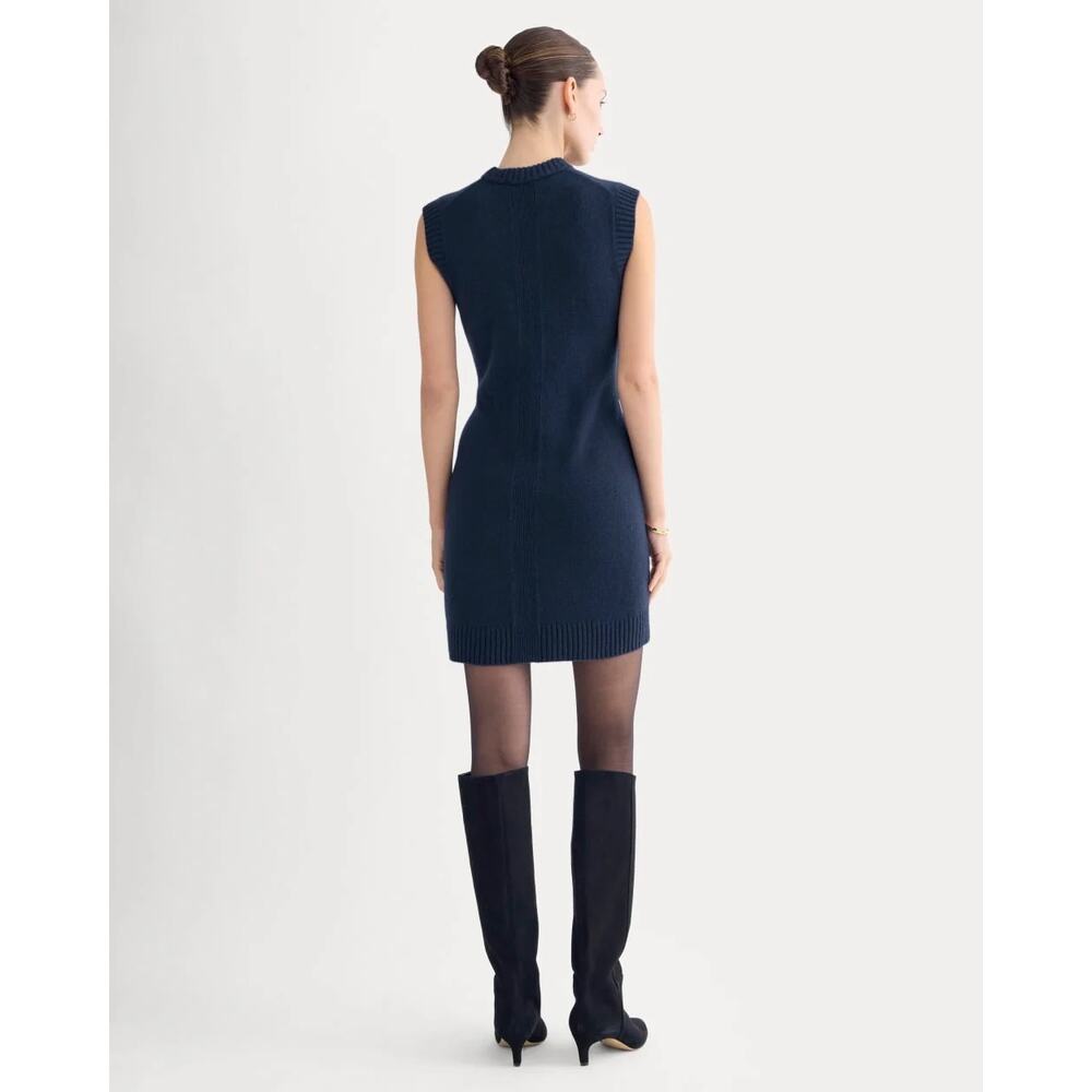 $198 New Everlane Sweater Mini Dress in Luxe Merino - Navy - Medium - Picture 4 of 12